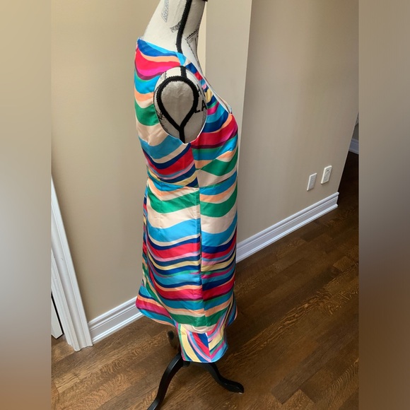 VALENTINO GARAVANI S.P.A. RED Multicolour Wave Knee Length Dress Women SZ Medium - Picture 4 of 16